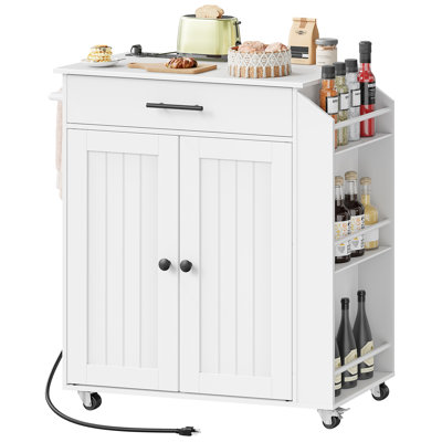 Rolling Kitchen Island with Power Outlet by Winston Porter