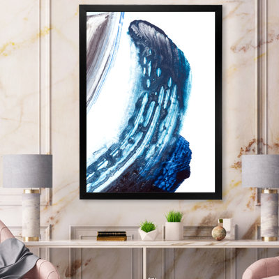 Bleu et rayures noires brossées - reproduction sur toile