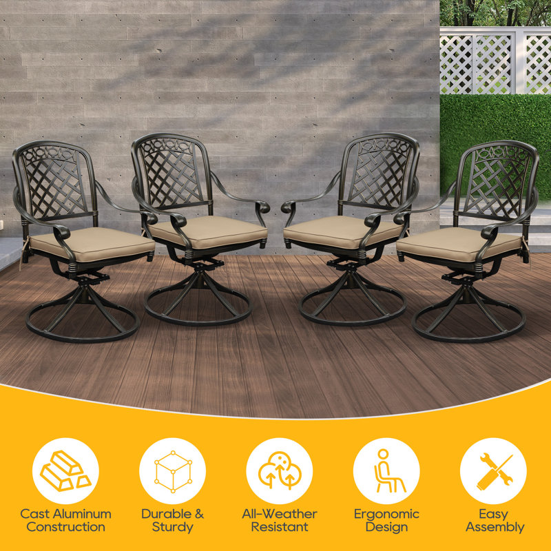 Ensemble de 4 chaises de patio Rosezella
