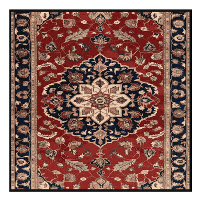 Tapis persan noir lavable à la machine