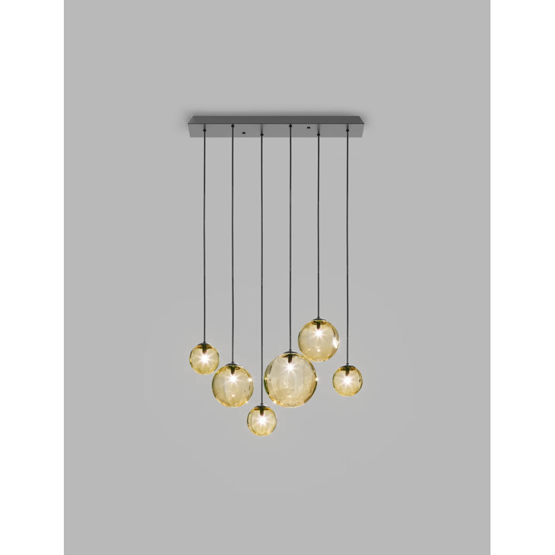 Puppet Suspension L6 Smoky Transparent Matt Black 1 G9 Ul, Matte Black, Amber Transparent