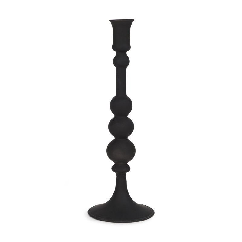 12" Black Glass Tabletop Taper Candlestick
