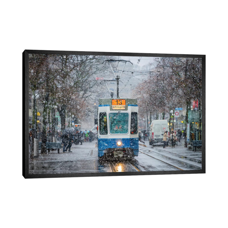 Morning in Zurich 1 Piece Wall Art on Canvas, 45.72cm H x 66.04cm W x 3.81cm D, Black Floater Framed