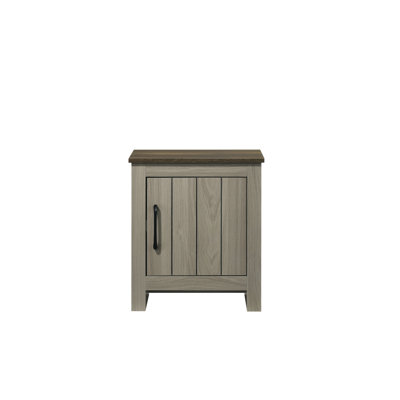 16"W Gray Oak End Table, Side Table, Nightstand with Cabinet Door