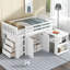 Lit mezzanine simple avec bureau coulissant et grandes armoires de rangement-334439461