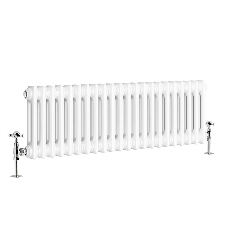 Tryphosa Traditional 2 Column Horizontal Designer Radiator, White, 30cm H x 101cm W