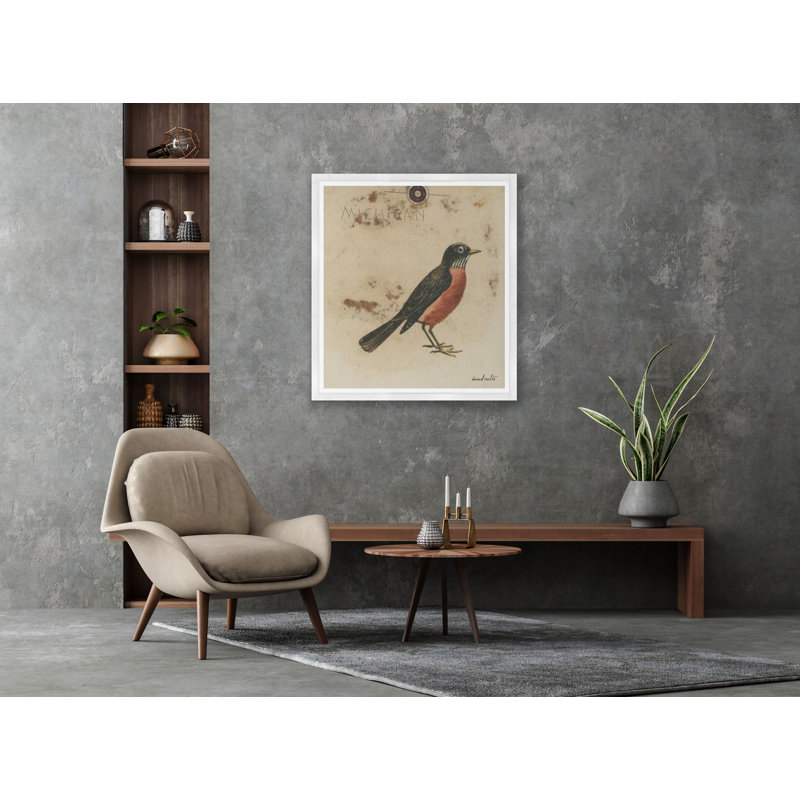 Michigan Robin - reproduction de cadre photo, Cadre blanc