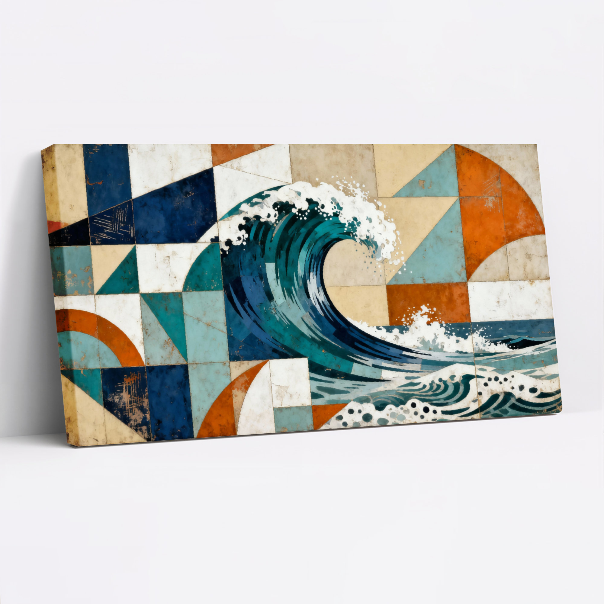 Mark George Design Wave George Oliver Geometric Wave Pattern Canvas Wrapped Wall Art Oil ...