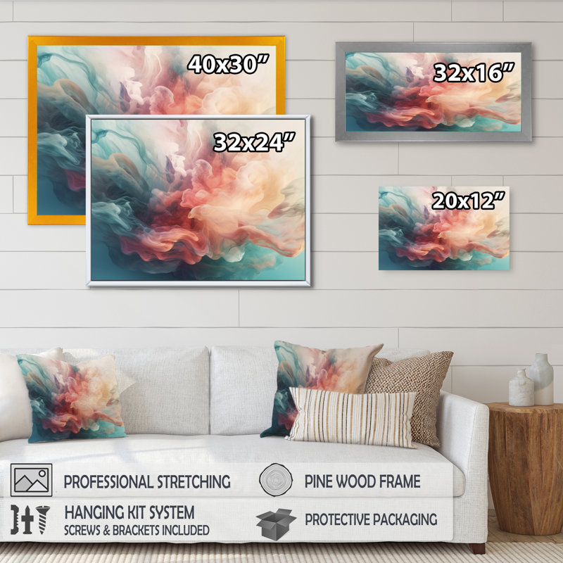 Orange, bleu, danse, couleurs I, H 16 po x l 32 po x P 1 po, Toile tendue