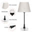 Petites lampes de table de chevet avec base en acrylique, abat-jour en tissu et support en métal