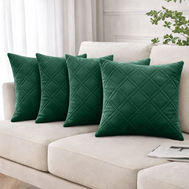 Geometric Square Cushion Pad, Emerald