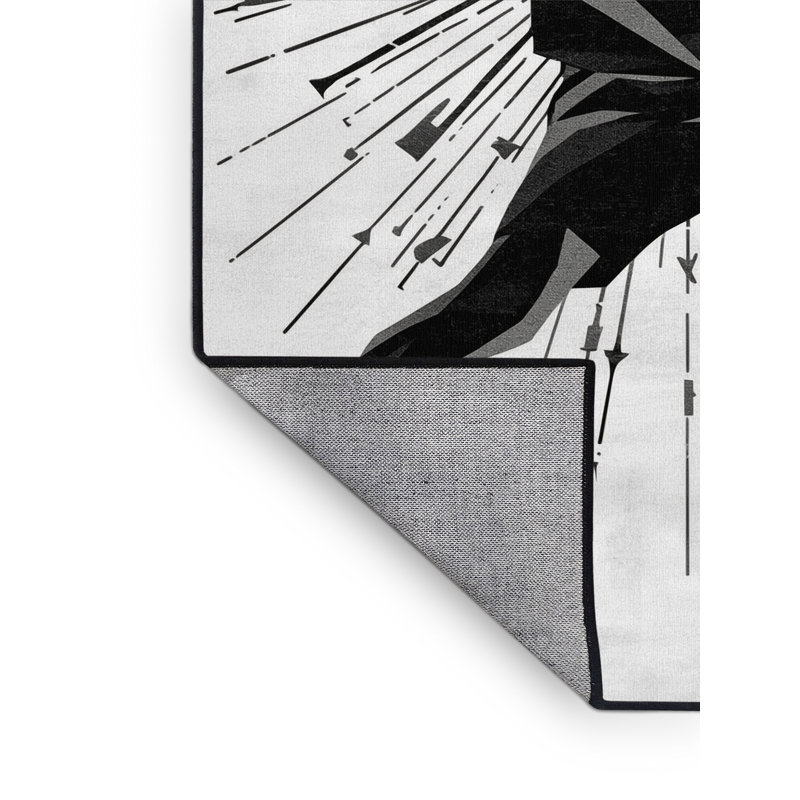 Machine Washable Swanton Handball Throw Modern & Contemporary Geometric Rug in Beige – Black Binding, 2x3