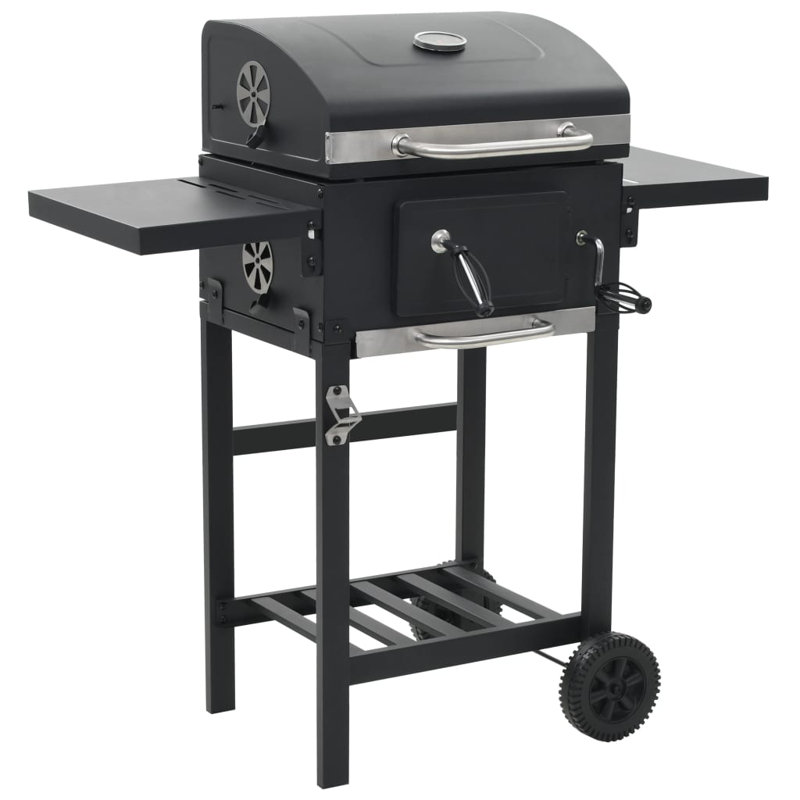 Charcoal-Fueled BBQ Grill with Bottom Shelf