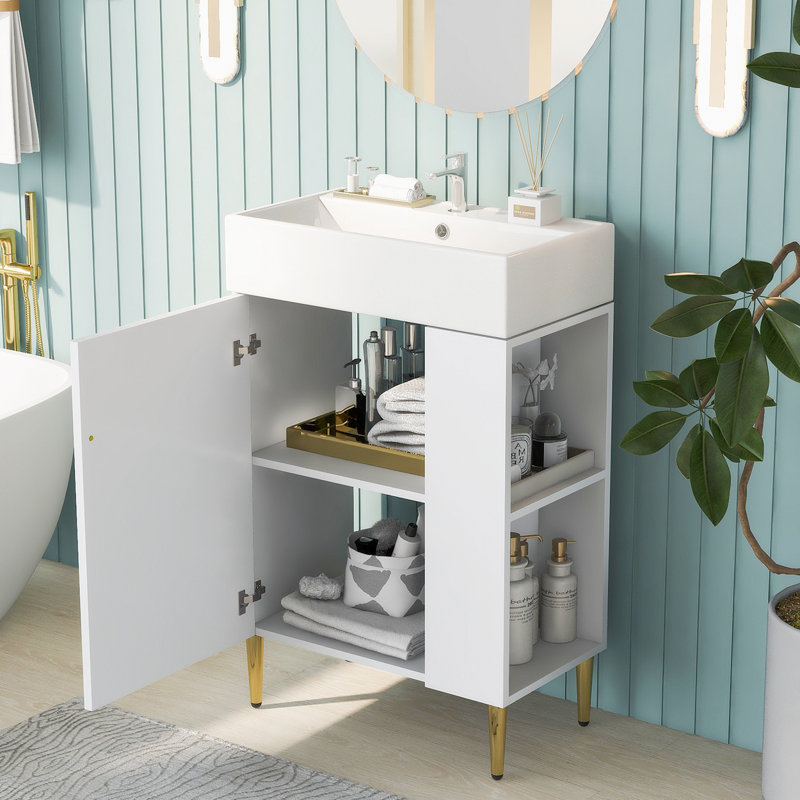 Meuble-lavabo simple 12,29 po avec plateau en céramique Sedgemoor