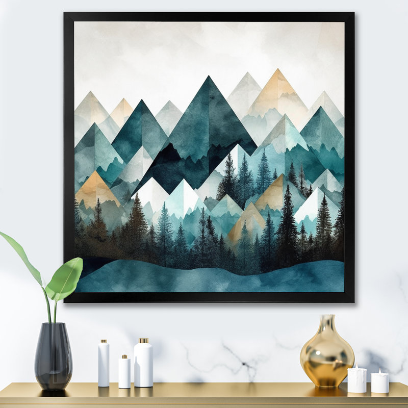 Minimalisme montagnes d'hiver I sur toile, H 30 po x l 30 po x P 1 po, Cadre simple noir