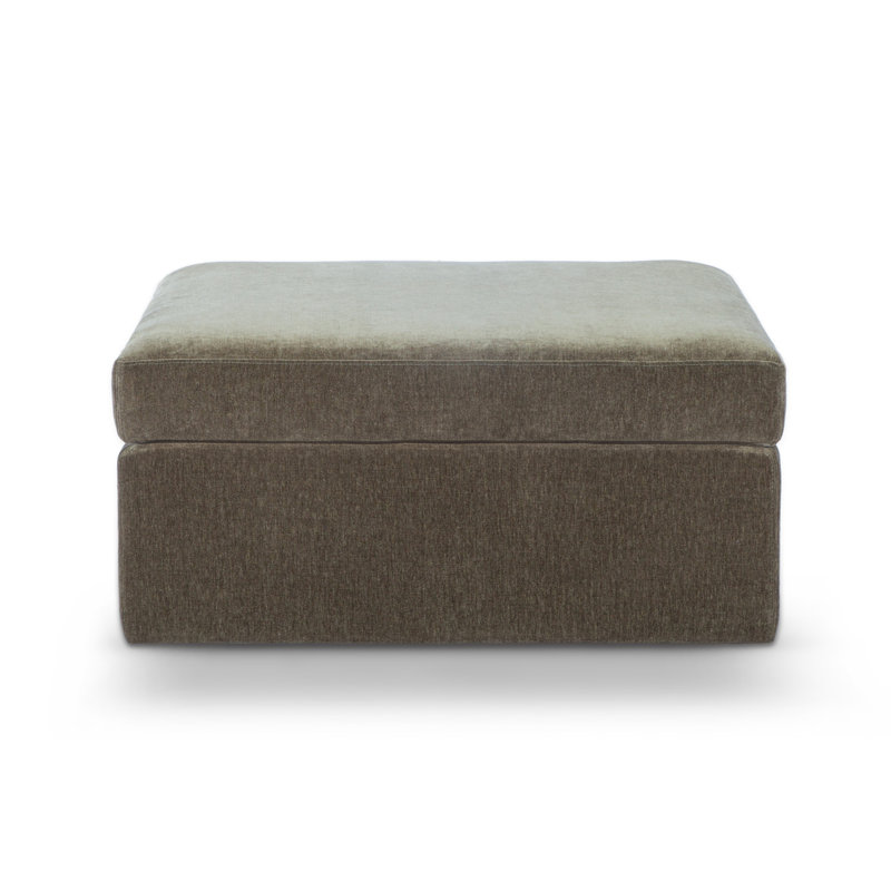Upholstered Storage Ottoman, Olive Woven Velvet