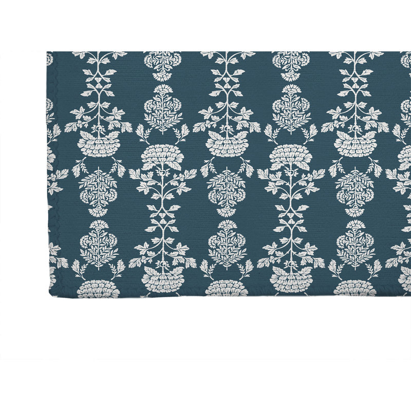 Tapis de cuisine à profil bas pia, Rectangle 5 pi x 7 pi, Bleu sarcelle foncé