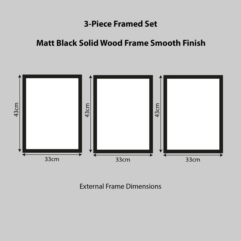 Tropical Bouquet - 3 Piece Single Picture Frame Painting Set on Plastic / Acrylic, 43 H x 99cm W, Black