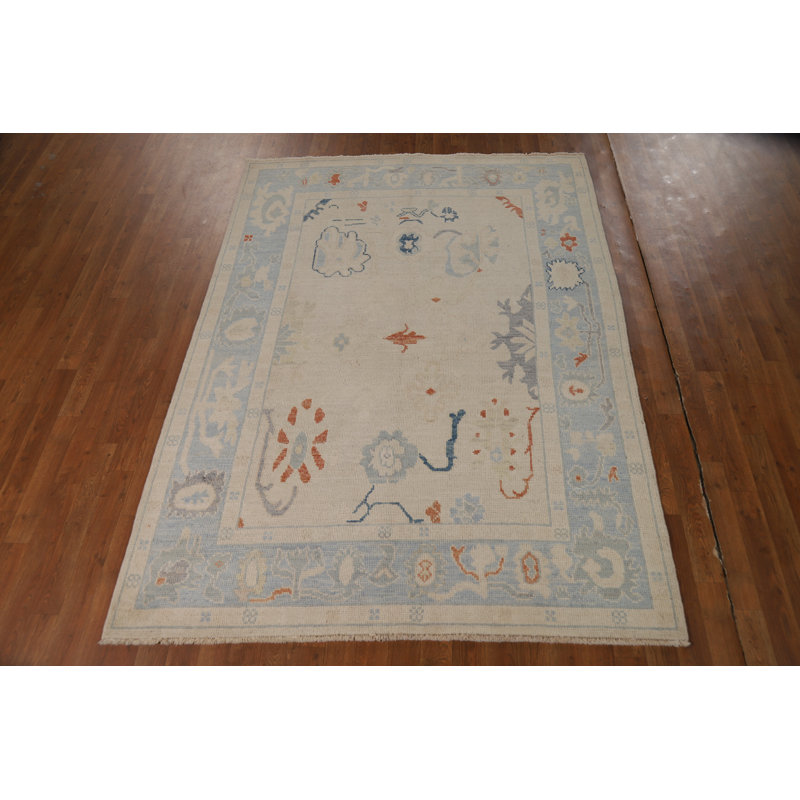 Vegetable Dye Handmade Oushak Turkish Rug 7