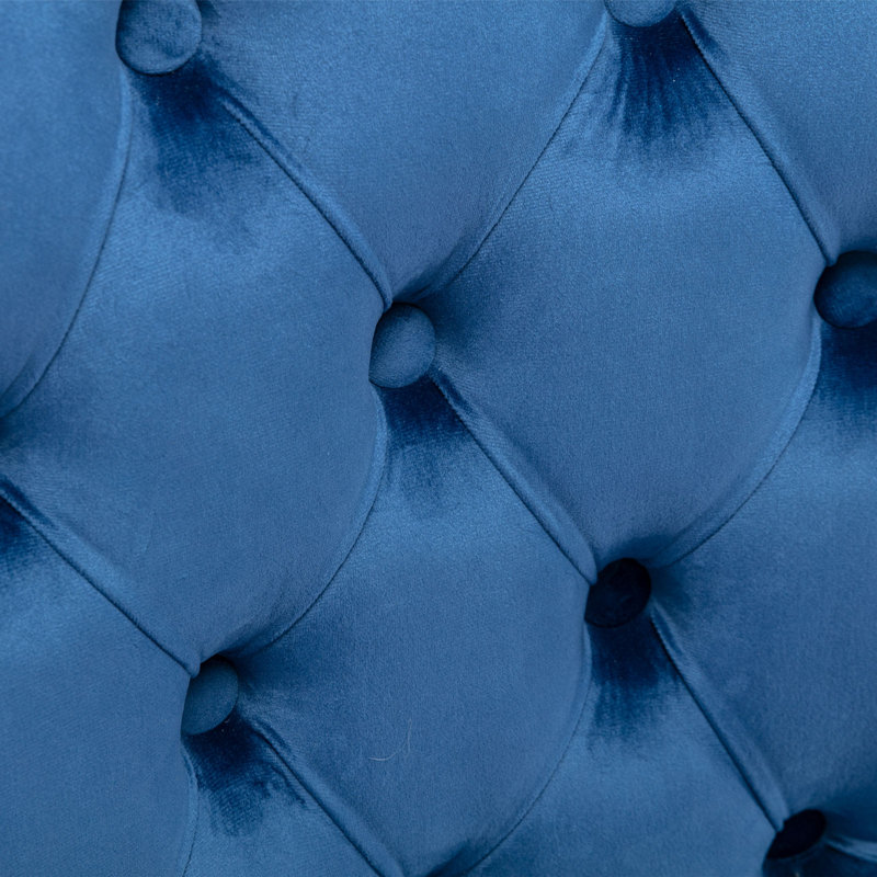 Chaise rembourrée en velours, Bleu