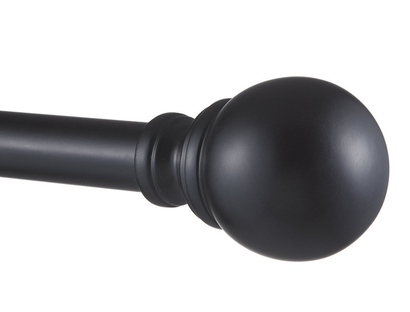 Deantrei Exclusive Home Sphere 1" Curtain Rod and Coordinating Finial Set, Adjustable, Black, 36" - 72"