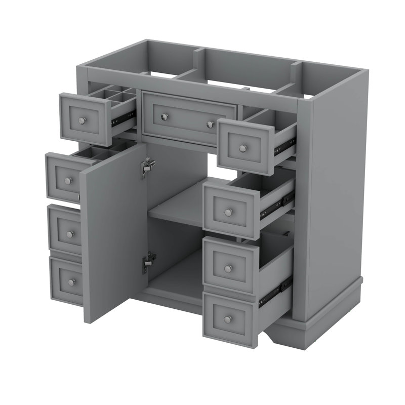 Meuble-lavabo 36 po sans lavabo et six tiroirs, Gris