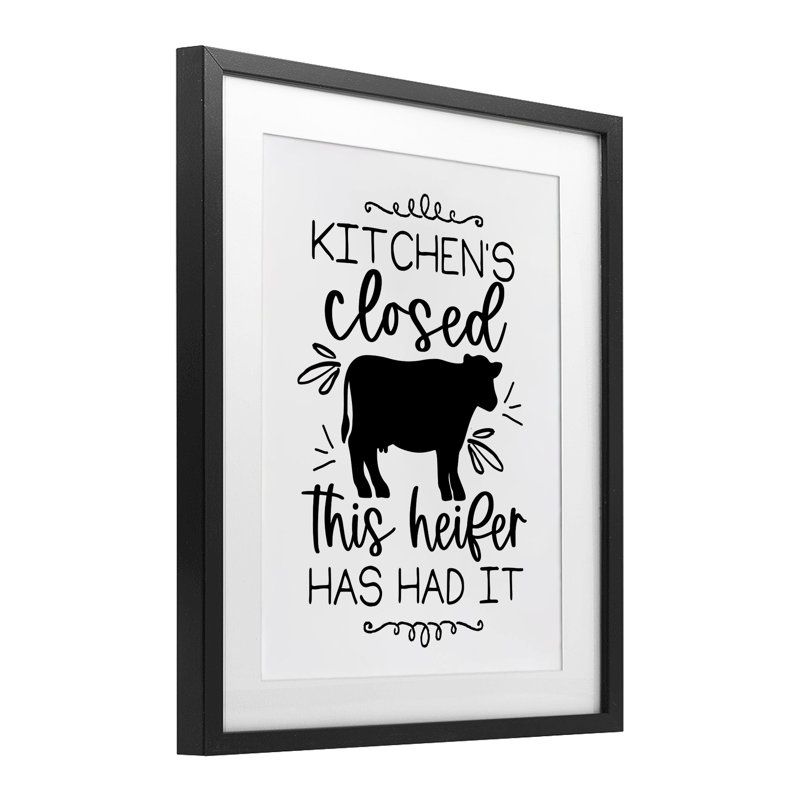 «Kitchen Heifer's Had It» par Lux + Me Designs, Cadre noir minuit, H 16 po x l 13 po