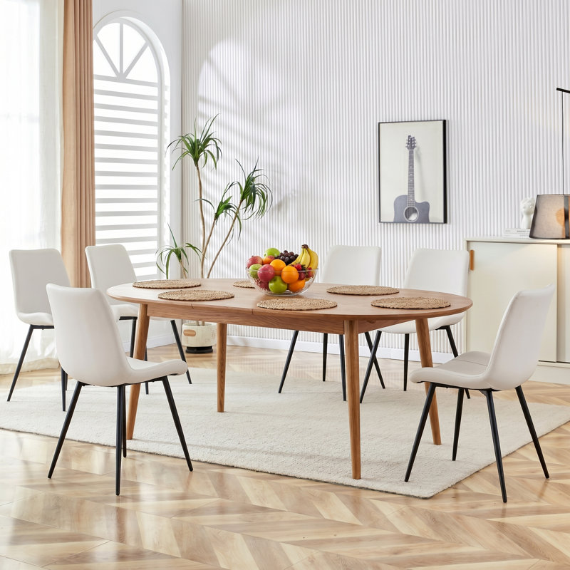Chaises de salle à manger modernes en similicuir avec pieds en métal, Blanc