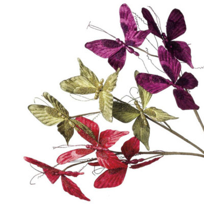 22 papillons rouges scintillants 22 po avec spirale