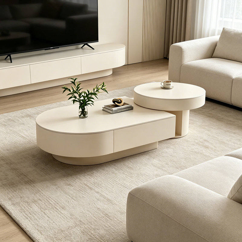 Table basse Luxury, H 11,81 po x L 39,37 po x l 27,55 po, Blanc