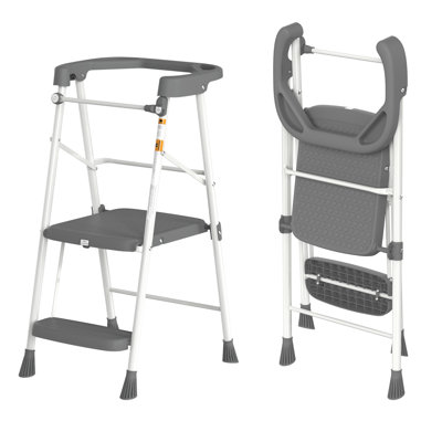 Tabouret pour enfants 2 marches, tour pour tout-petit pour apprendre au comptoir de la cuisine, aide-tabouret pour tout-petit avec rampe de sécurité anti-chute pour enfants