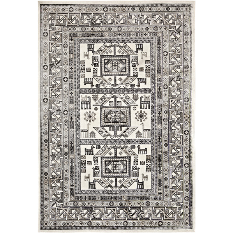 Tapis ivoire / gris anthracite Ovid, Rectangle 3 pi 2 po x 4 pi 6 po