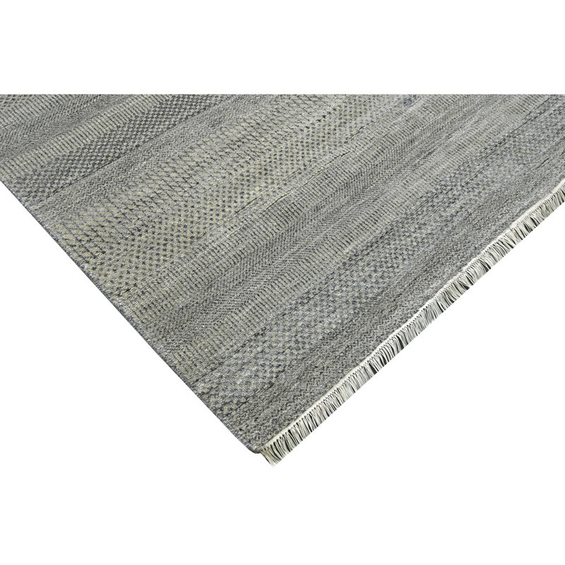 High-Quality Hand-Knotted Silver And Grey Area Rug