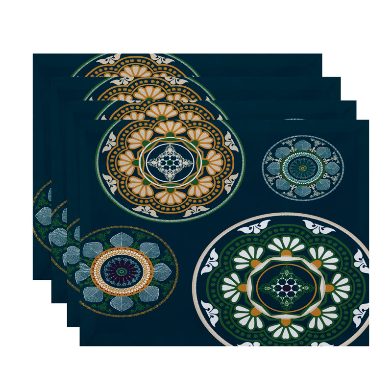 Ensemble de napperons 4 pièces Harrel, Bleu sarcelle