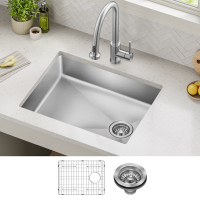 KRAUS Fairlane 25” ADA Compliant Drop In / Top Mount Single Bowl 18-Gauge Stainless Steel Kitchen Sink