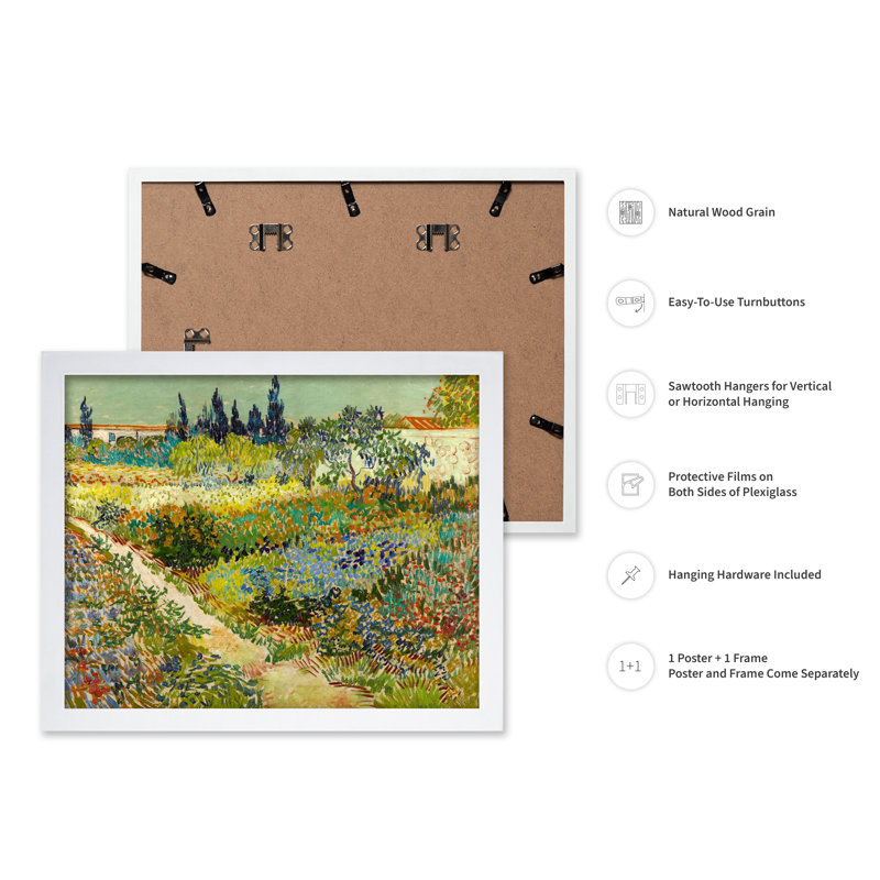Van Gogh - Jardin à Arles No1, Affiche, Encadrement blanc, H 16 po x l 20 po