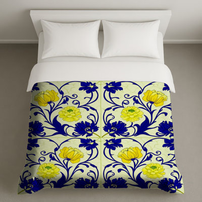 Yellow Blue Floral Duvet Covers
