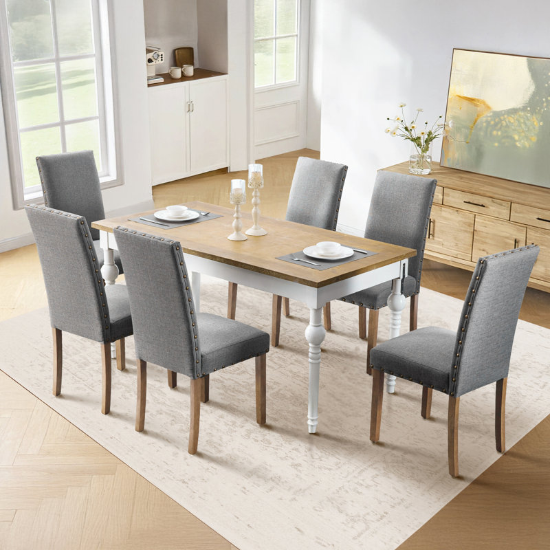 Allaya 19'' H Linen Upholstered Parsons Chair, Gray