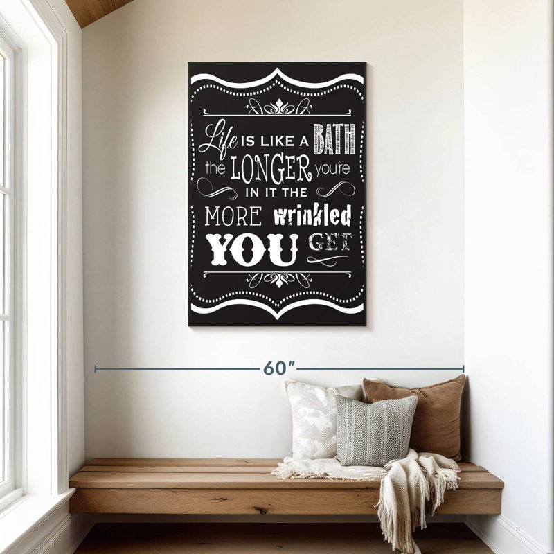 La vie est comme un bain, Cadre flottant noir, 29 po x 43 po