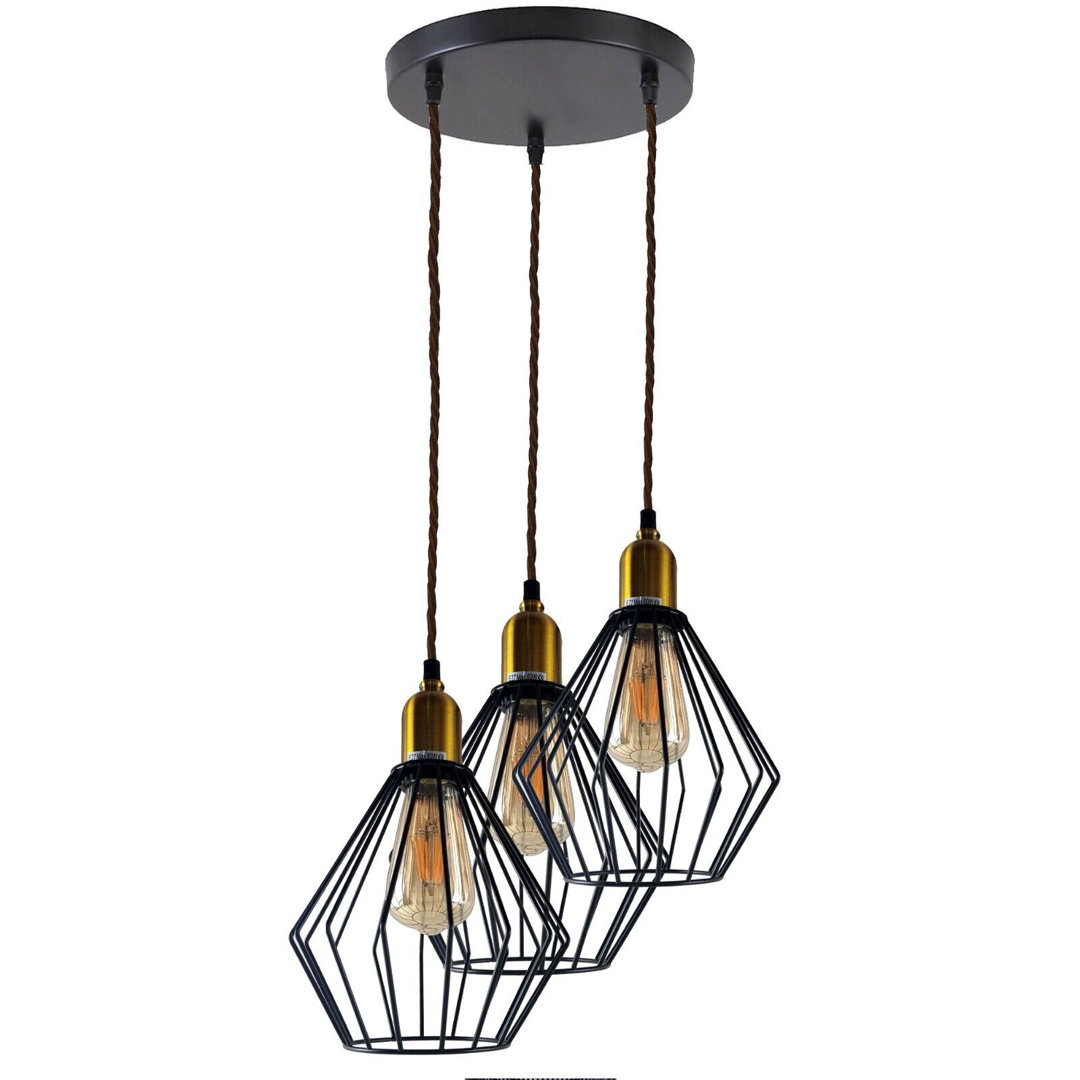 Chaeli 3-Light Cluster Geometric Pendant Crystal