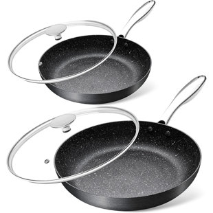 MICHELANGELO Stone Frying Pan with Lid, Nonstick 12 Inch Frying Pan with  Non toxic Stone-Derived Coating, Granite Frying Pan, Nonstick Large Frying