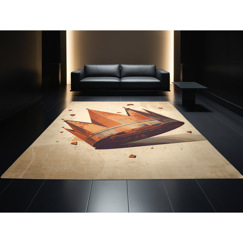 Tapis brun moelleux moelleux et moderne au look rustique moderne, 7 x 9