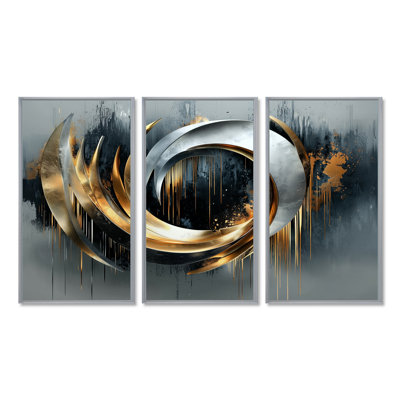 Formes et lignes abstraites noires et dorées IV - Formes abstraites, art mural