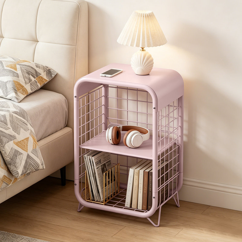 Table de bout réglable en métal à 3 niveaux, table de chevet pour enfants avec tablette réglable, organisateur de rangement mince pour les petits espaces
