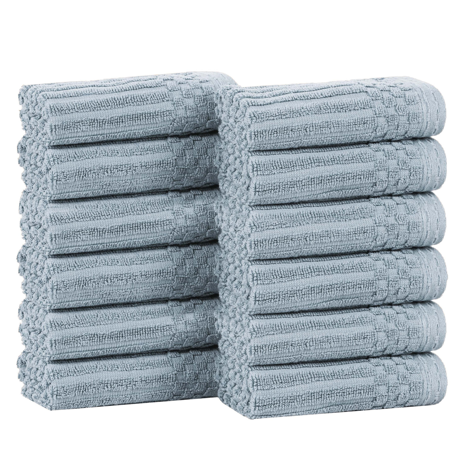 Juras Ribbed Cotton Washcloth Set, Slate Blue