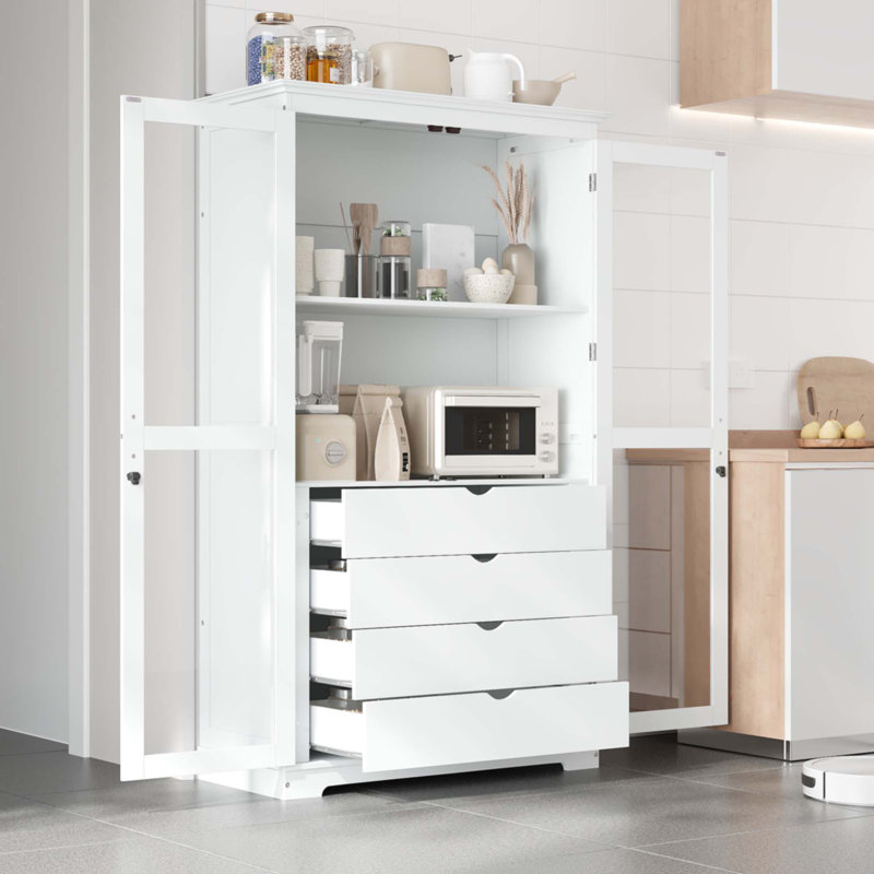 Armoire de rangement de cuisine autoportante, Blanc