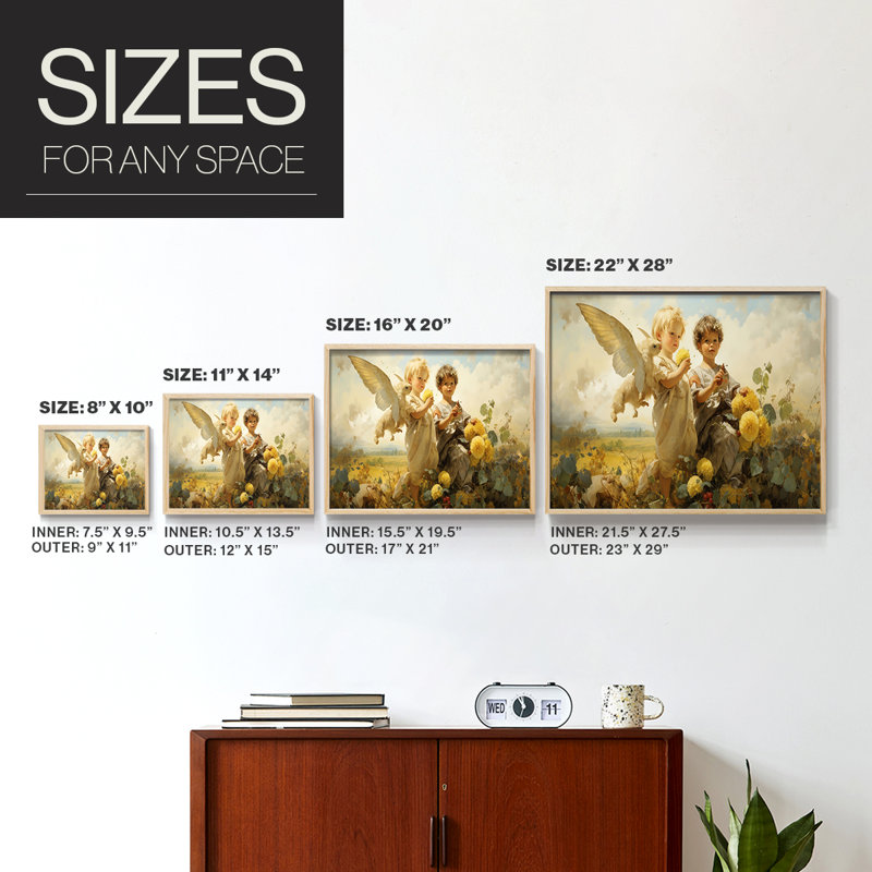 Angels From Above-XIX - Reproduction encadrée - Restickable, Encadré naturel, H 16 po x l 20 po