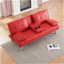 67-Inch Red Leather Multifunctional Double Folding Sofa Bed With Coffee Table For Office Use