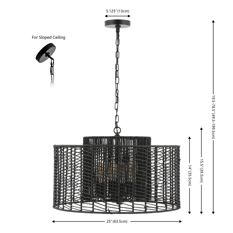 Catalonia Longino 4 - Light Drum Pendant, Black, Black