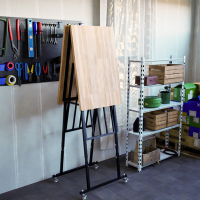 65.5”×21.65“ Foldable And Adjustable Height Workbench With Shelves